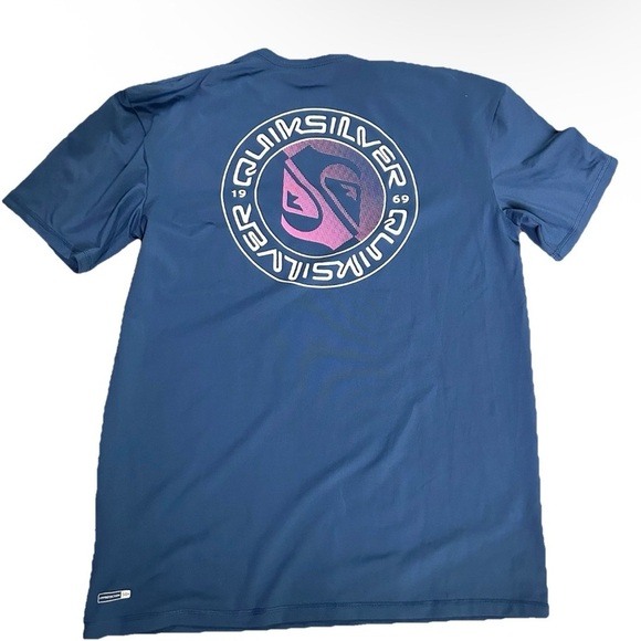 Men’s Quicksilver Blue Short Sleeve Rash Guard Swim Shirt Size Large - Picture 1 of 3